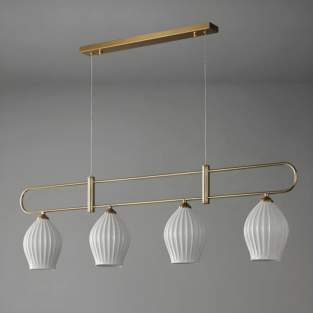 Suspension îlot moderne et simple en céramique à plusieurs lumières
