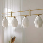 Suspension îlot moderne et simple en céramique à plusieurs lumières