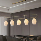 Suspension îlot moderne et simple en céramique à plusieurs lumières