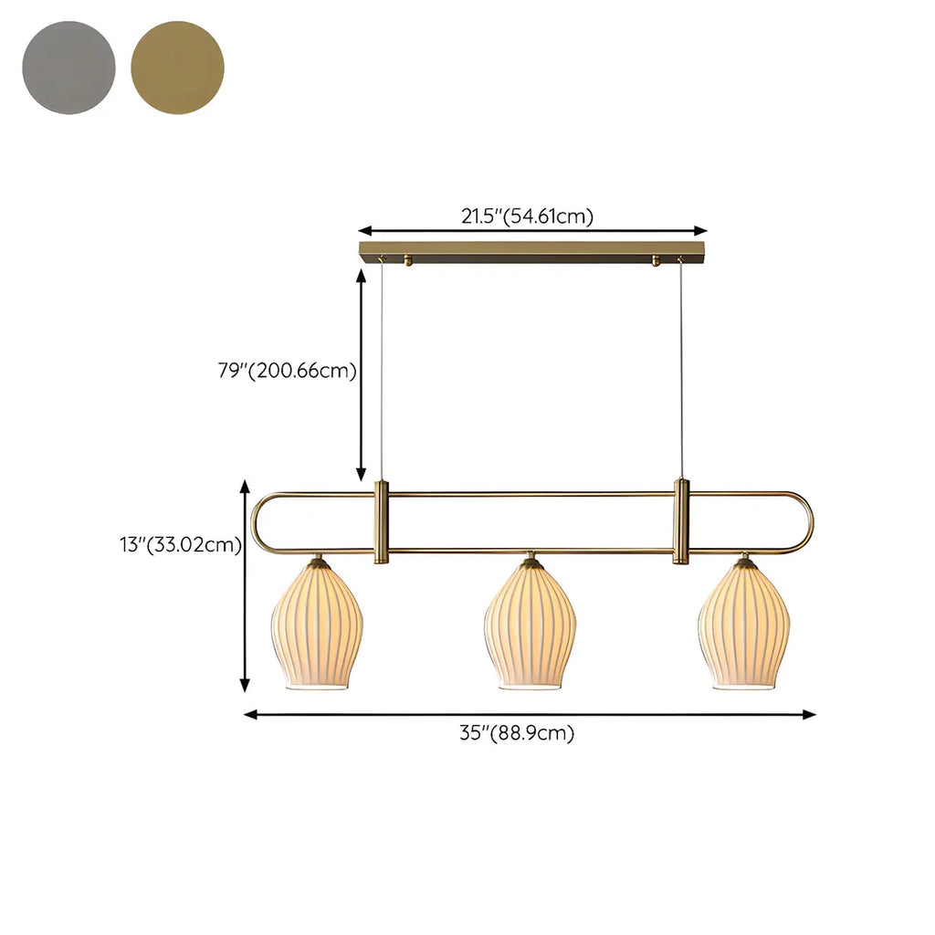 Suspension îlot moderne et simple en céramique à plusieurs lumières