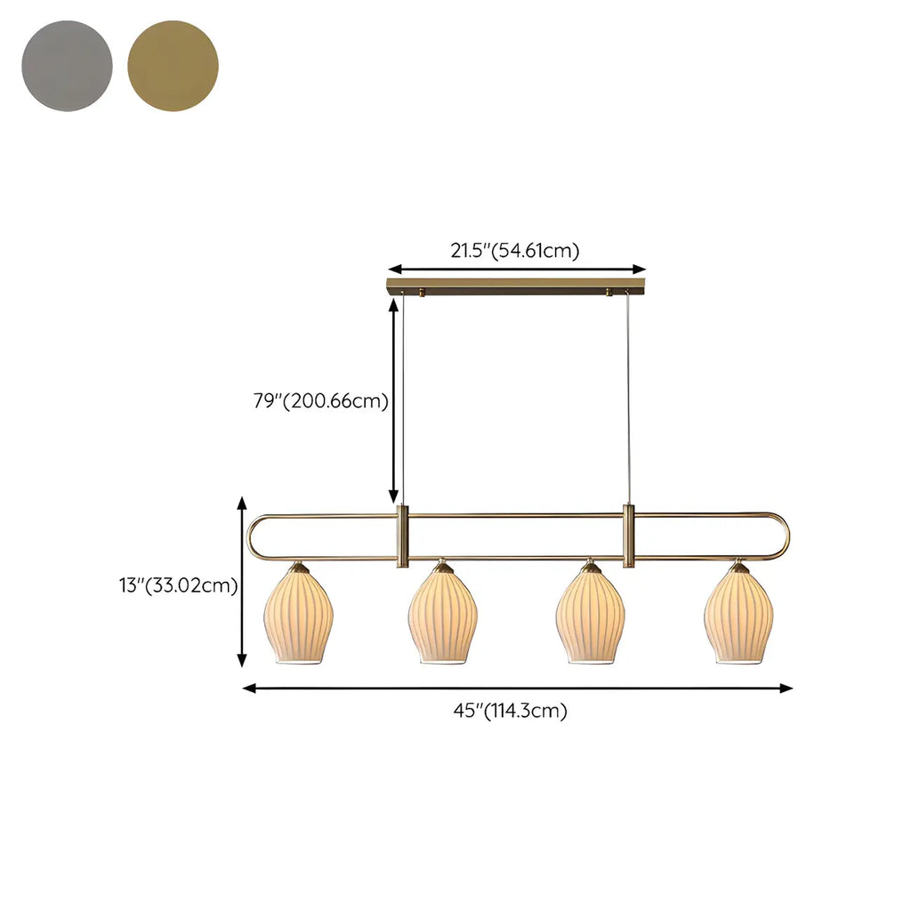 Suspension îlot moderne et simple en céramique à plusieurs lumières