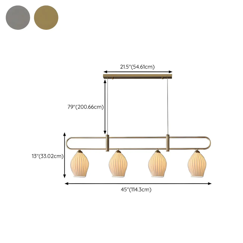 Suspension îlot moderne et simple en céramique à plusieurs lumières