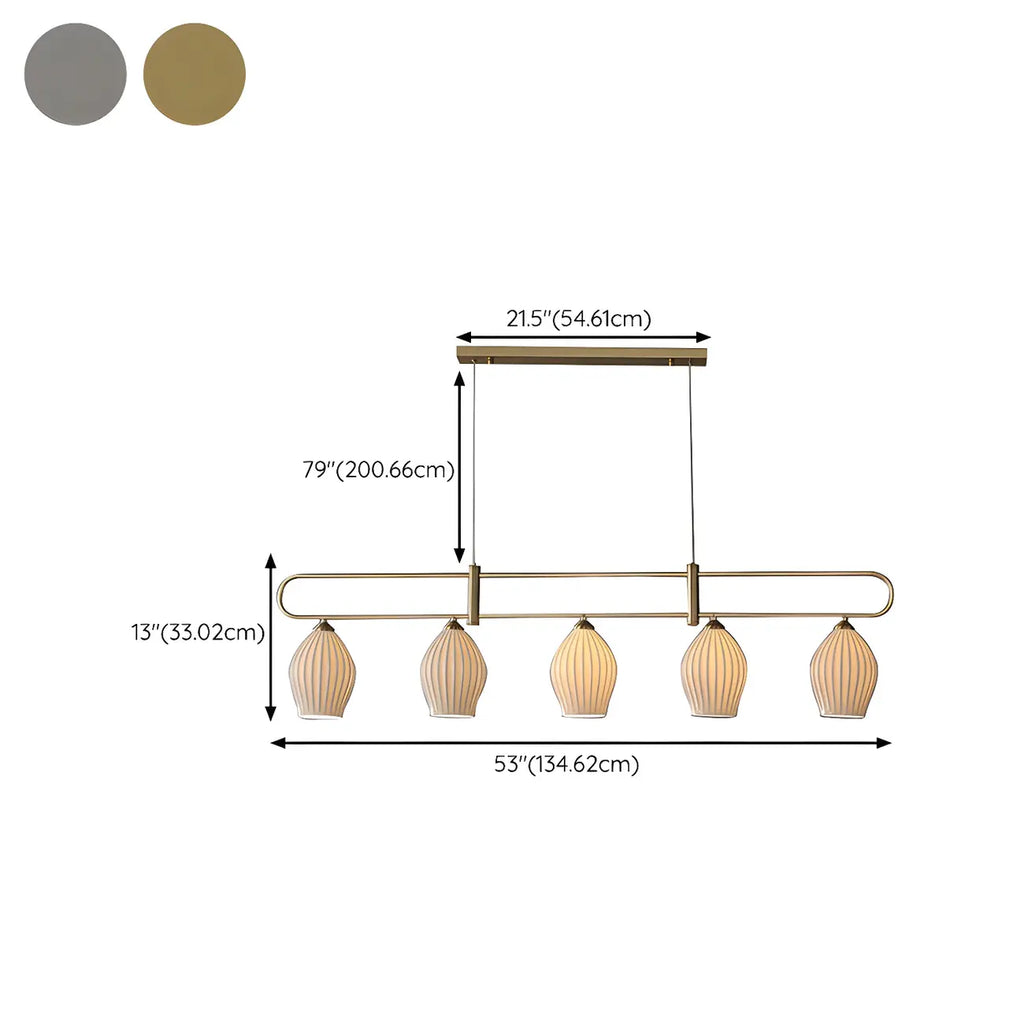 Suspension îlot moderne et simple en céramique à plusieurs lumières