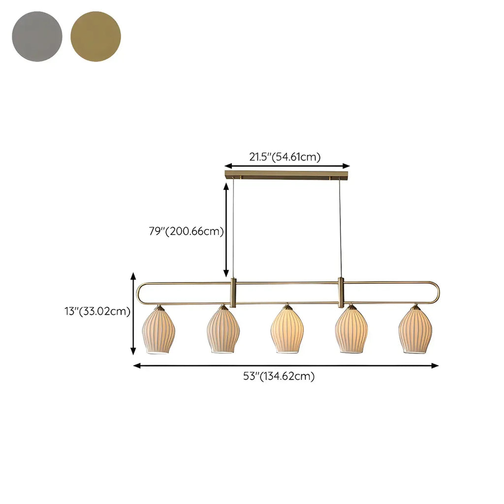 Suspension îlot moderne et simple en céramique à plusieurs lumières