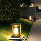 Lampes solaires verticales rectangulaires en métal noir pour poteaux extérieurs