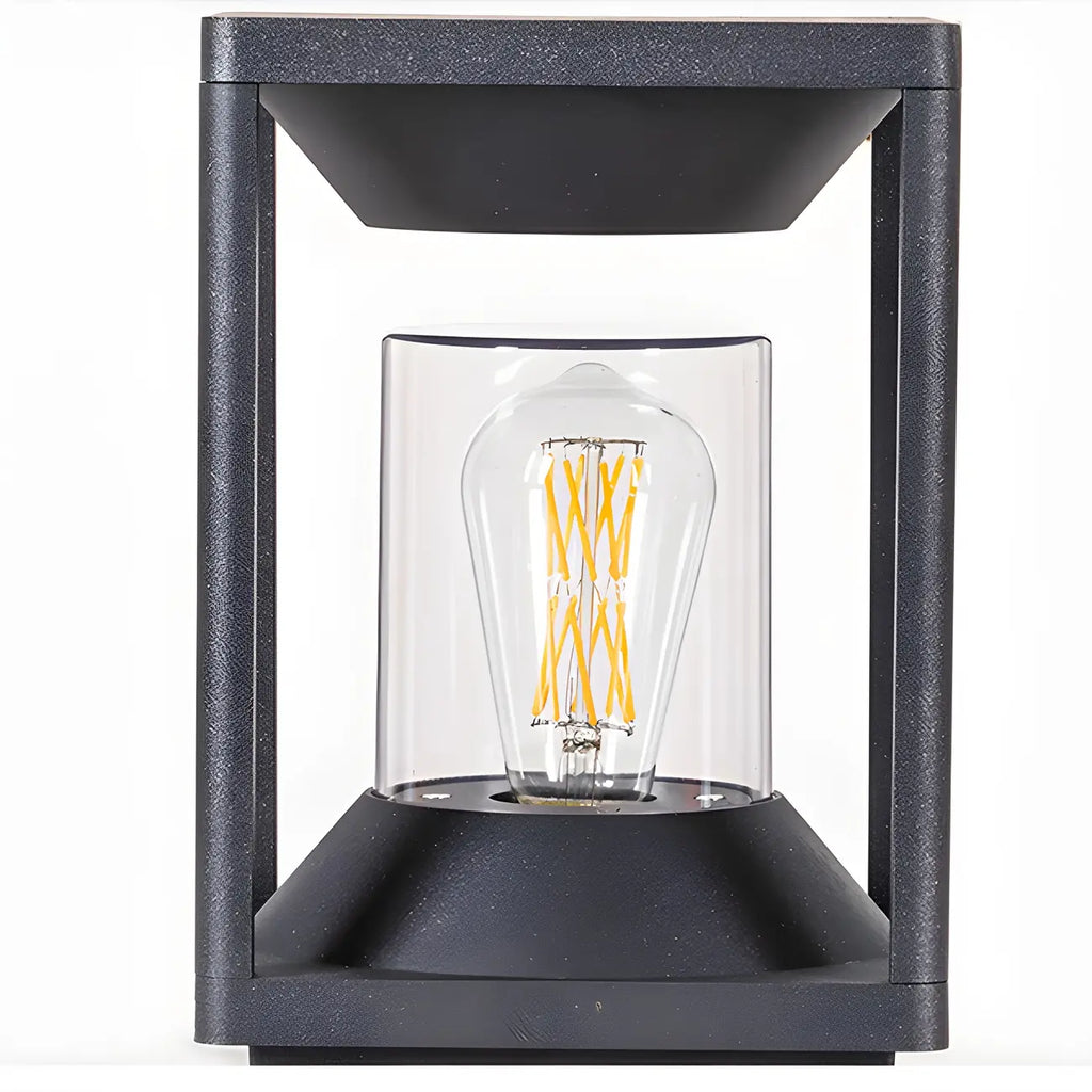 Lampes solaires verticales rectangulaires en métal noir pour poteaux extérieurs