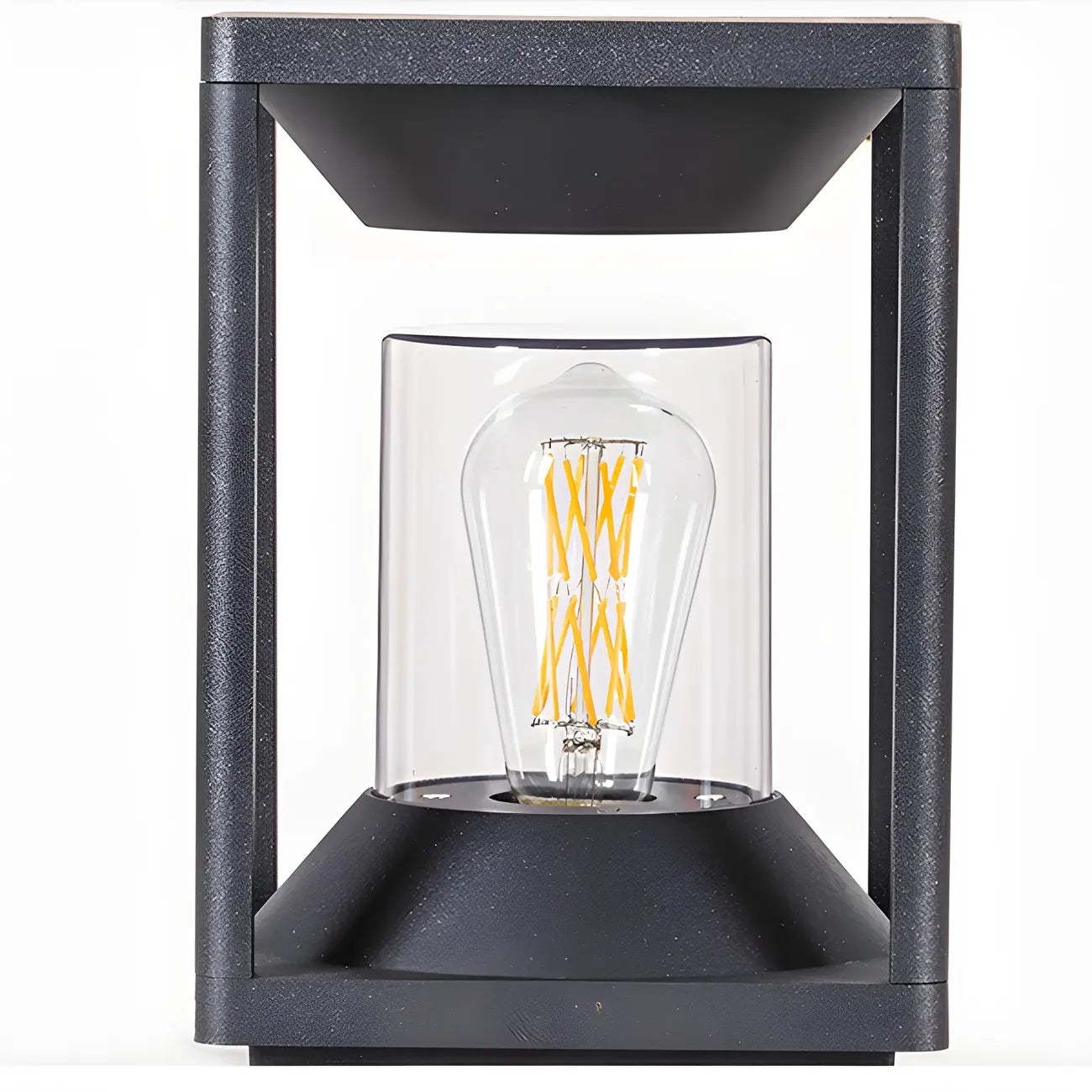 Lampes solaires verticales rectangulaires en métal noir pour poteaux extérieurs