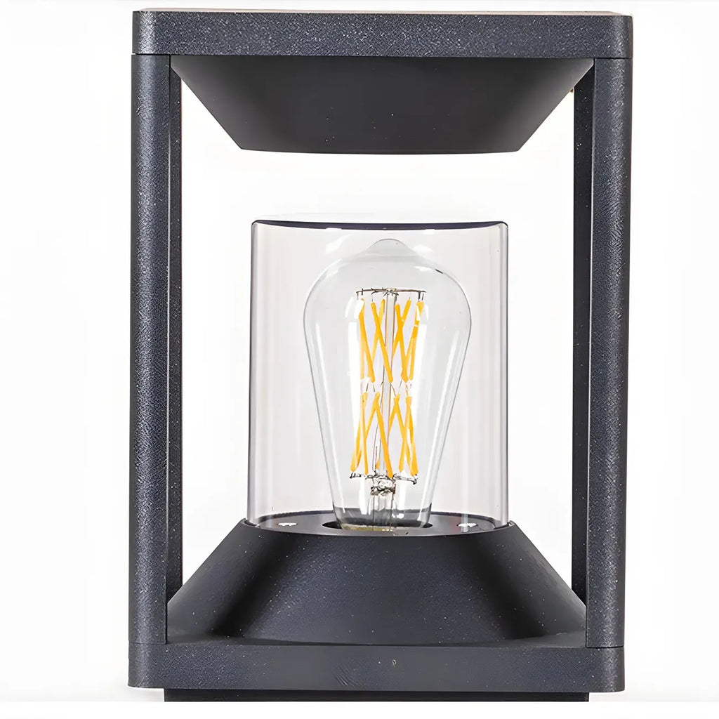 Lampes solaires verticales rectangulaires en métal noir pour poteaux extérieurs