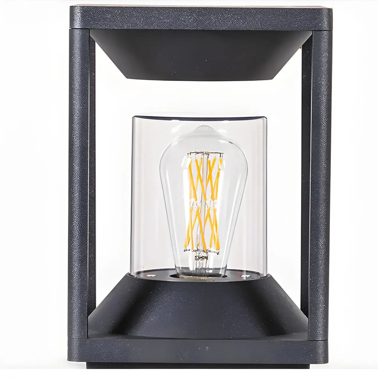 Lampes solaires verticales rectangulaires en métal noir pour poteaux extérieurs