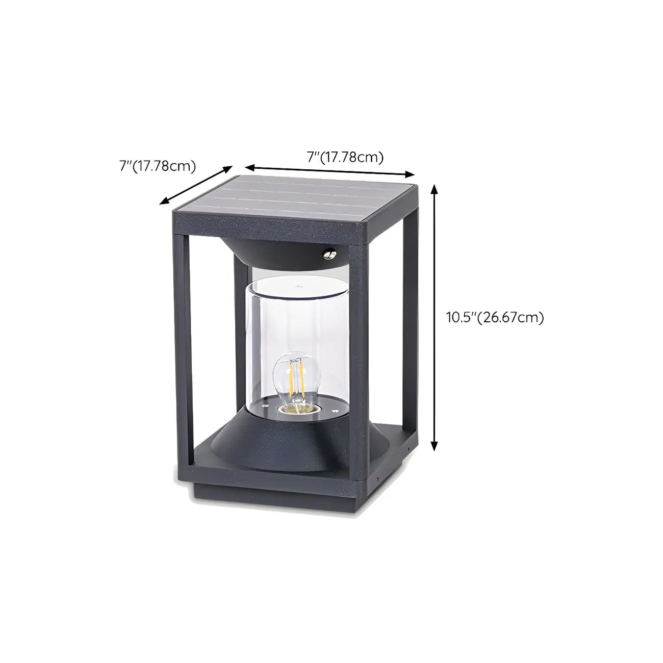 Lampes solaires verticales rectangulaires en métal noir pour poteaux extérieurs