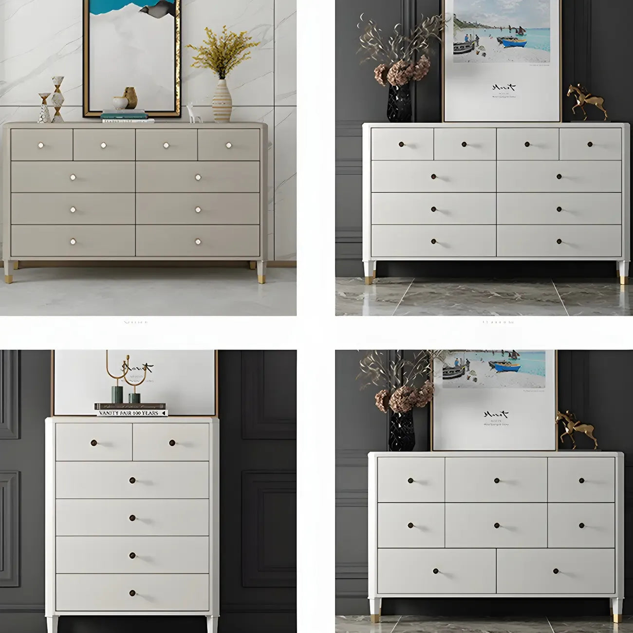 Commode double minimaliste en bois de cerisier avec tiroirs