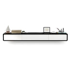 Meuble TV mural rectangulaire en bois blanc avec tiroirs
