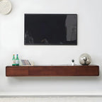 Meuble TV mural rectangulaire en bois blanc avec tiroirs
