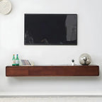 Meuble TV mural rectangulaire en bois blanc avec tiroirs