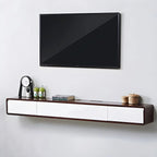 Meuble TV mural rectangulaire en bois blanc avec tiroirs