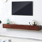 Meuble TV mural rectangulaire en bois blanc avec tiroirs