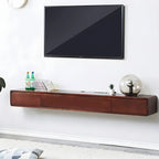 Meuble TV mural rectangulaire en bois blanc avec tiroirs