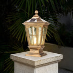 Lampes solaires rectangulaires d'extérieur en métal noir/bronze pour poteaux, idéales pour le jardin et la cour.