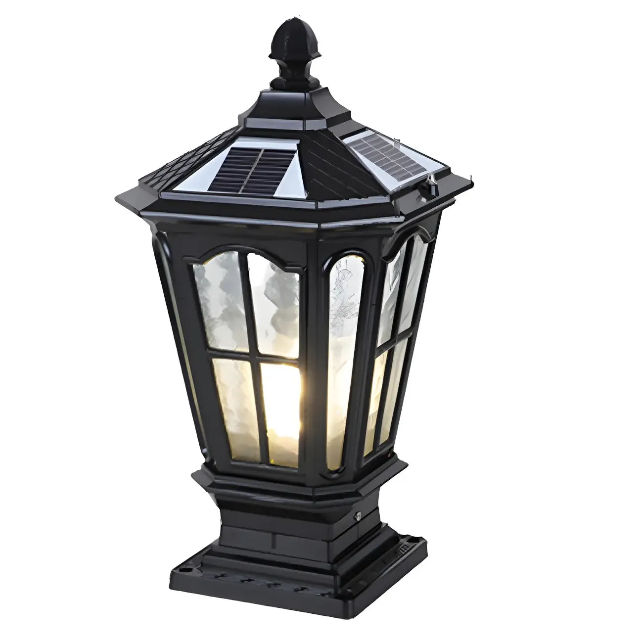 Lampes solaires rectangulaires d'extérieur en métal noir/bronze pour poteaux, idéales pour le jardin et la cour.