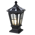 Lampes solaires rectangulaires d'extérieur en métal noir/bronze pour poteaux, idéales pour le jardin et la cour.