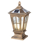 Lampes solaires rectangulaires d'extérieur en métal noir/bronze pour poteaux, idéales pour le jardin et la cour.