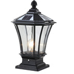 Lampes solaires rectangulaires d'extérieur en métal noir/bronze pour poteaux, idéales pour le jardin et la cour.