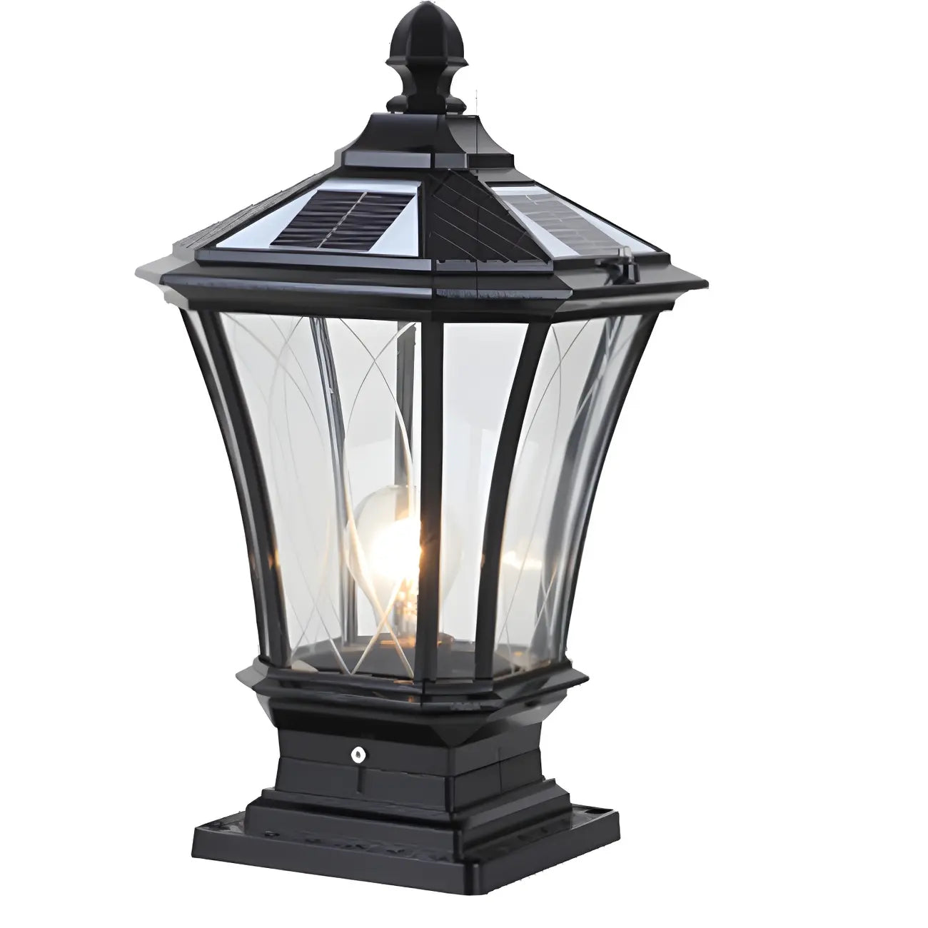 Lampes solaires rectangulaires d'extérieur en métal noir/bronze pour poteaux, idéales pour le jardin et la cour.