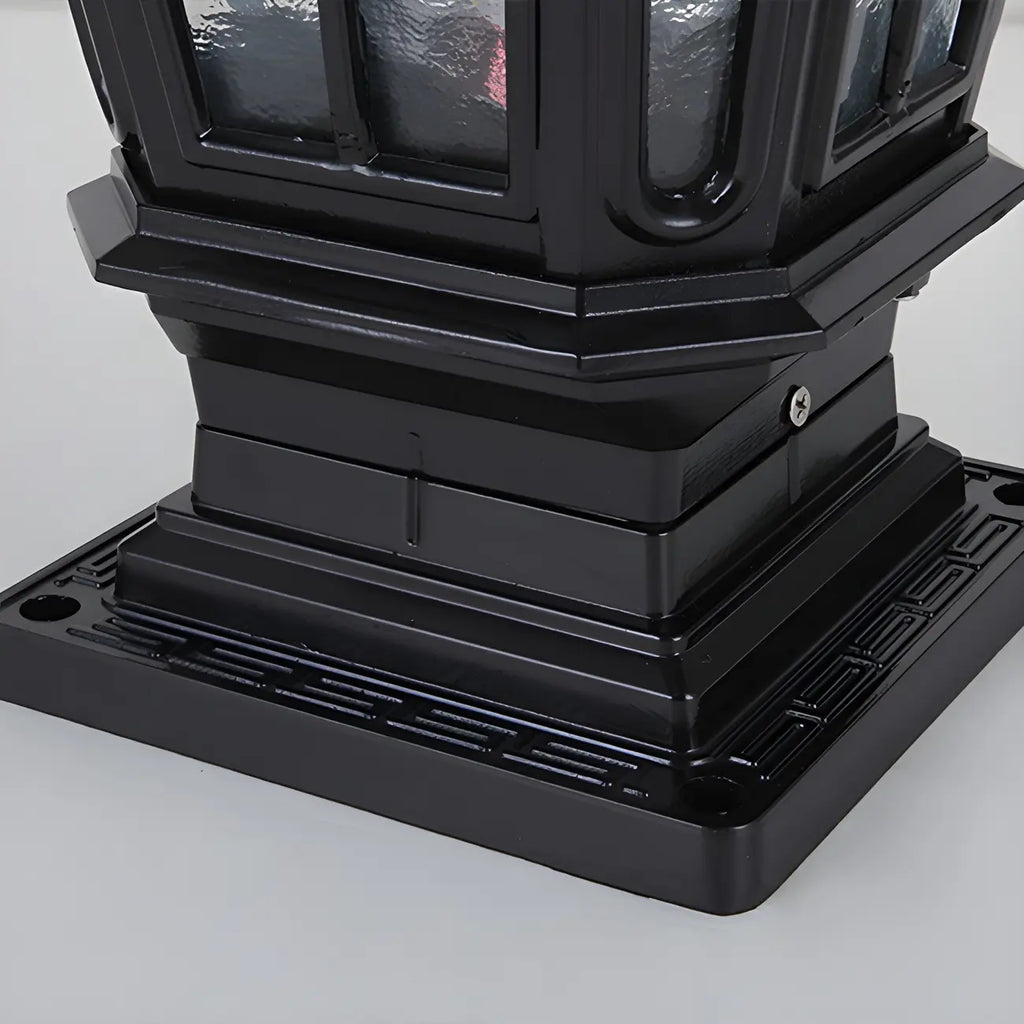 Lampes solaires rectangulaires d'extérieur en métal noir/bronze pour poteaux, idéales pour le jardin et la cour.