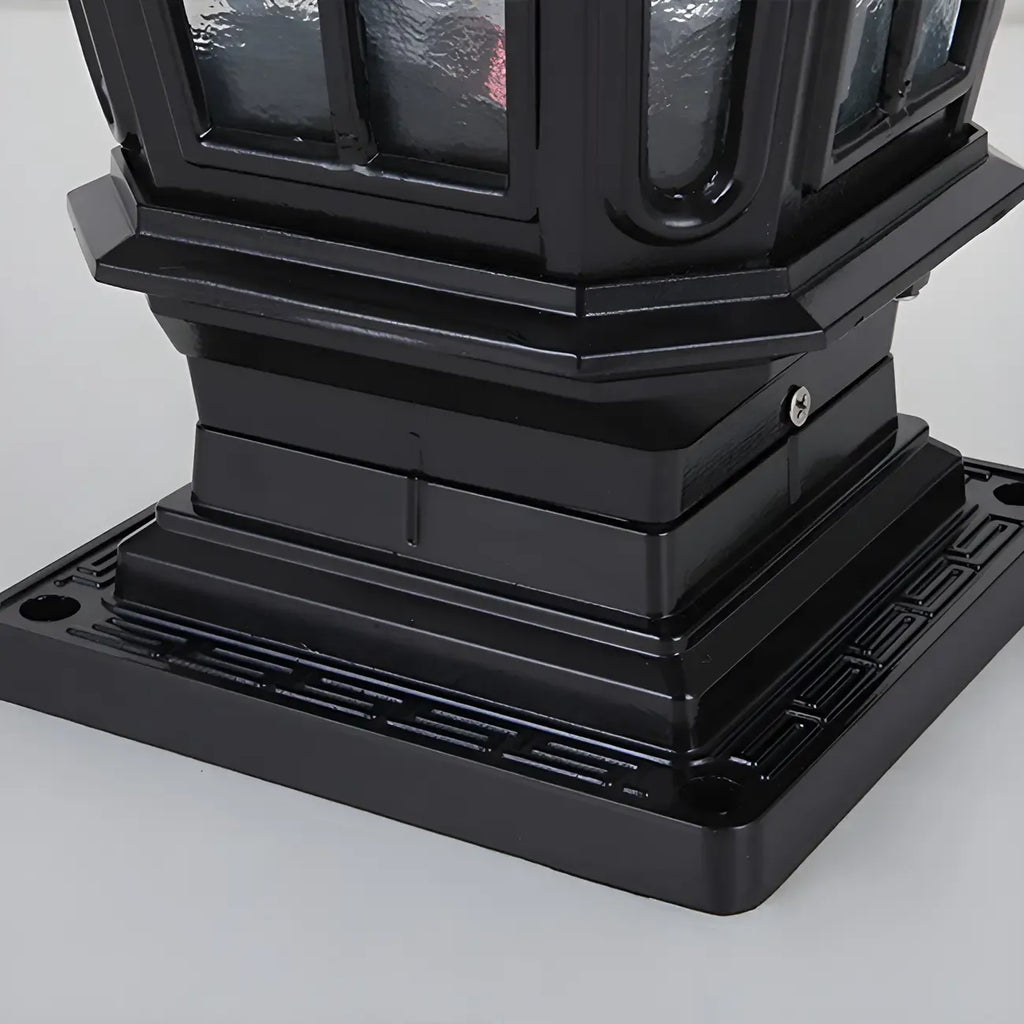 Lampes solaires rectangulaires d'extérieur en métal noir/bronze pour poteaux, idéales pour le jardin et la cour.