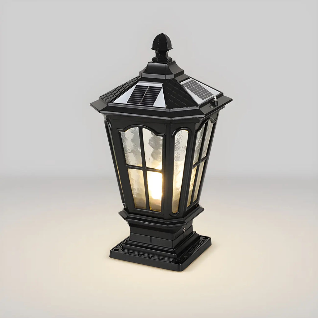 Lampes solaires rectangulaires d'extérieur en métal noir/bronze pour poteaux, idéales pour le jardin et la cour.