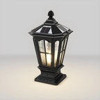 Lampes solaires rectangulaires d'extérieur en métal noir/bronze pour poteaux, idéales pour le jardin et la cour.