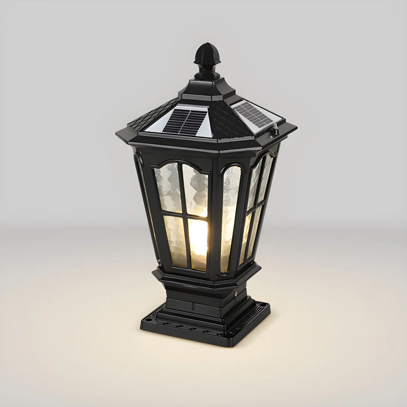 Lampes solaires rectangulaires d'extérieur en métal noir/bronze pour poteaux, idéales pour le jardin et la cour.
