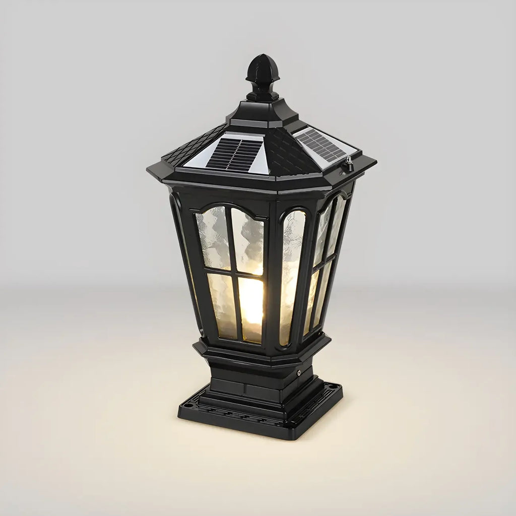 Lampes solaires rectangulaires d'extérieur en métal noir/bronze pour poteaux, idéales pour le jardin et la cour.