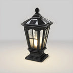 Lampes solaires rectangulaires d'extérieur en métal noir/bronze pour poteaux, idéales pour le jardin et la cour.