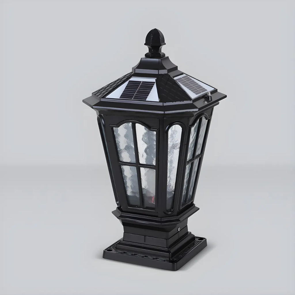 Lampes solaires rectangulaires d'extérieur en métal noir/bronze pour poteaux, idéales pour le jardin et la cour.