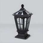 Lampes solaires rectangulaires d'extérieur en métal noir/bronze pour poteaux, idéales pour le jardin et la cour.