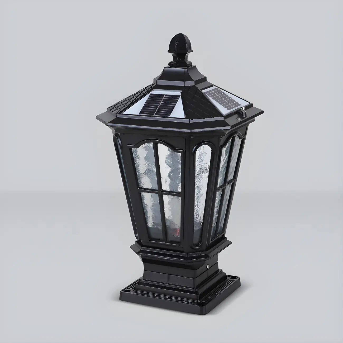 Lampes solaires rectangulaires d'extérieur en métal noir/bronze pour poteaux, idéales pour le jardin et la cour.