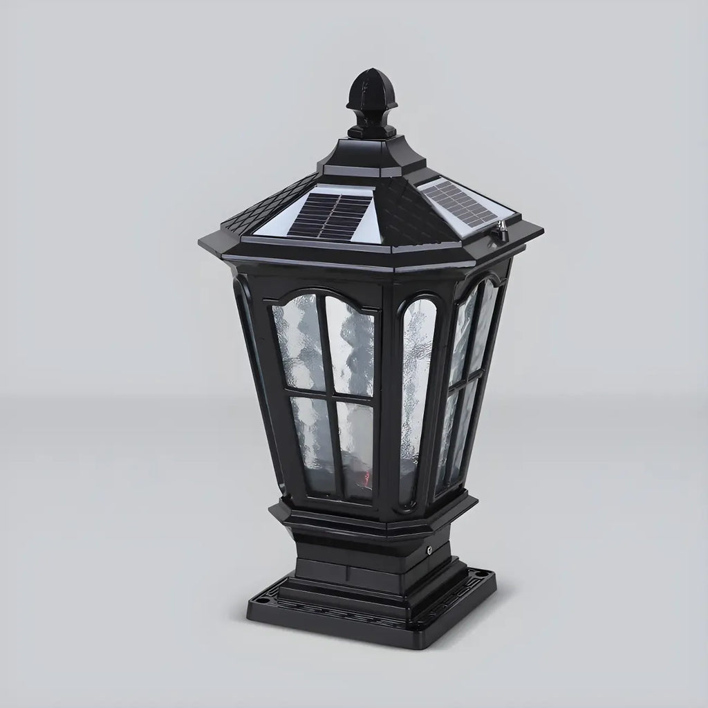 Lampes solaires rectangulaires d'extérieur en métal noir/bronze pour poteaux, idéales pour le jardin et la cour.