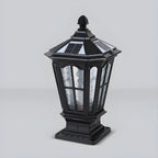 Lampes solaires rectangulaires d'extérieur en métal noir/bronze pour poteaux, idéales pour le jardin et la cour.