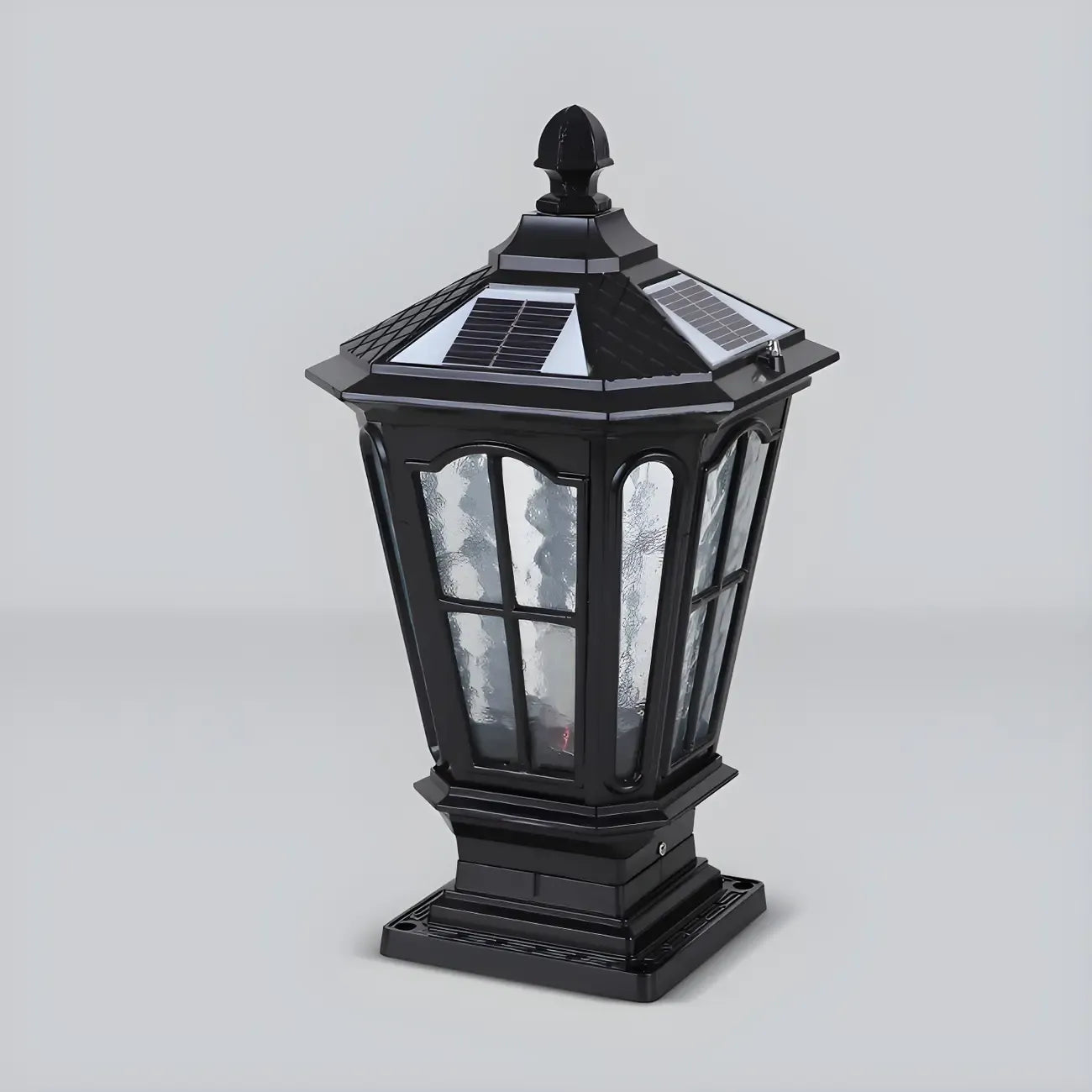 Lampes solaires rectangulaires d'extérieur en métal noir/bronze pour poteaux, idéales pour le jardin et la cour.
