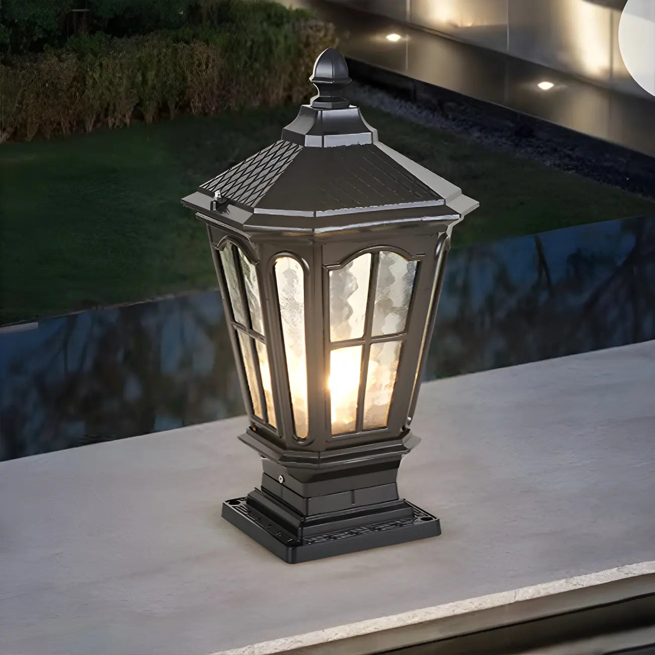 Lampes solaires rectangulaires d'extérieur en métal noir/bronze pour poteaux, idéales pour le jardin et la cour.