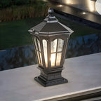 Lampes solaires rectangulaires d'extérieur en métal noir/bronze pour poteaux, idéales pour le jardin et la cour.