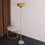 Lampadaire moderne en métal et verre bullé jaune avec LED