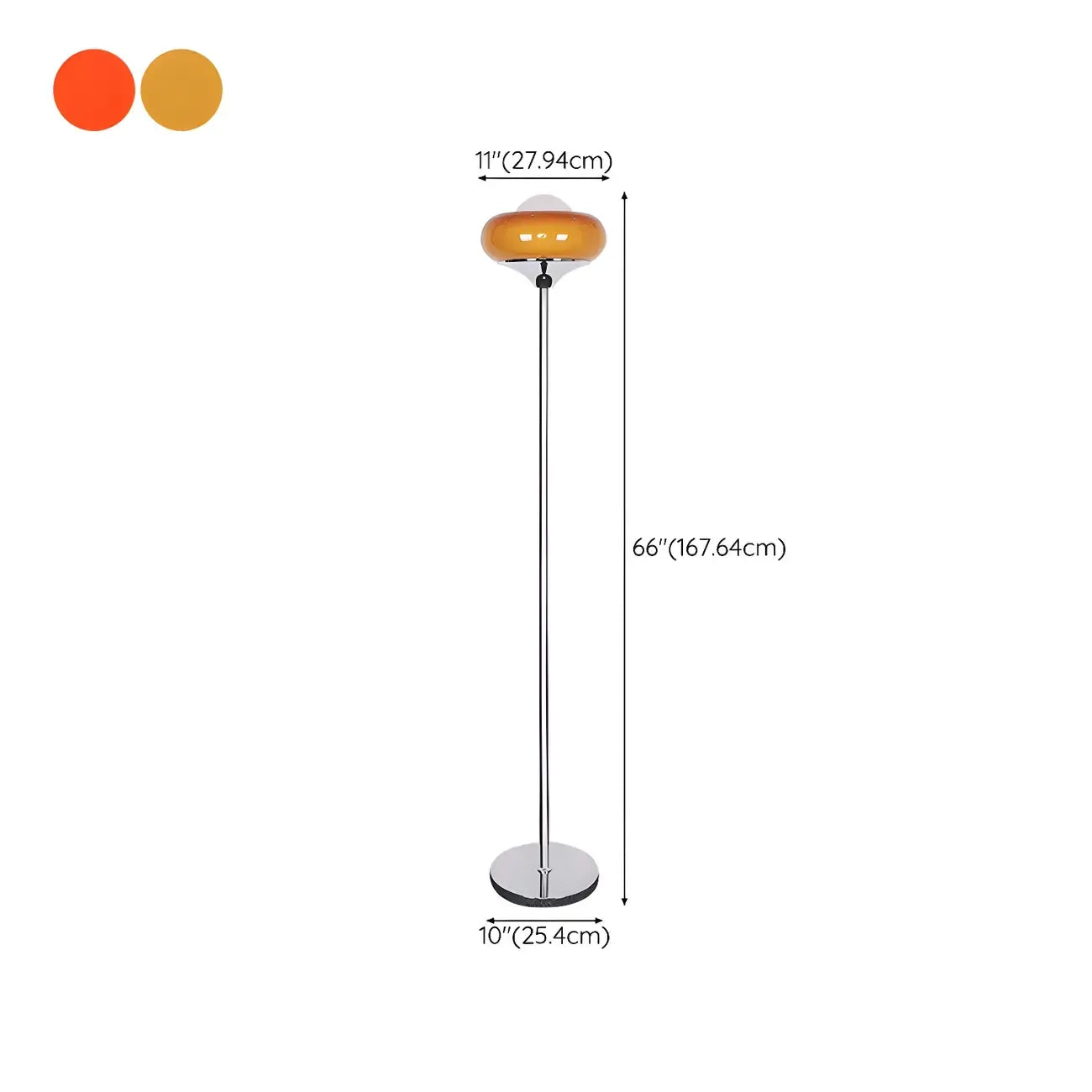 Lampadaire moderne en métal et verre bullé jaune avec LED