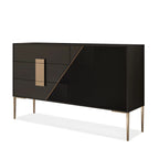 Commode élégante en bois et métal noir-gris avec tiroirs à fermeture douce
