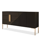 Commode élégante en bois et métal noir-gris avec tiroirs à fermeture douce