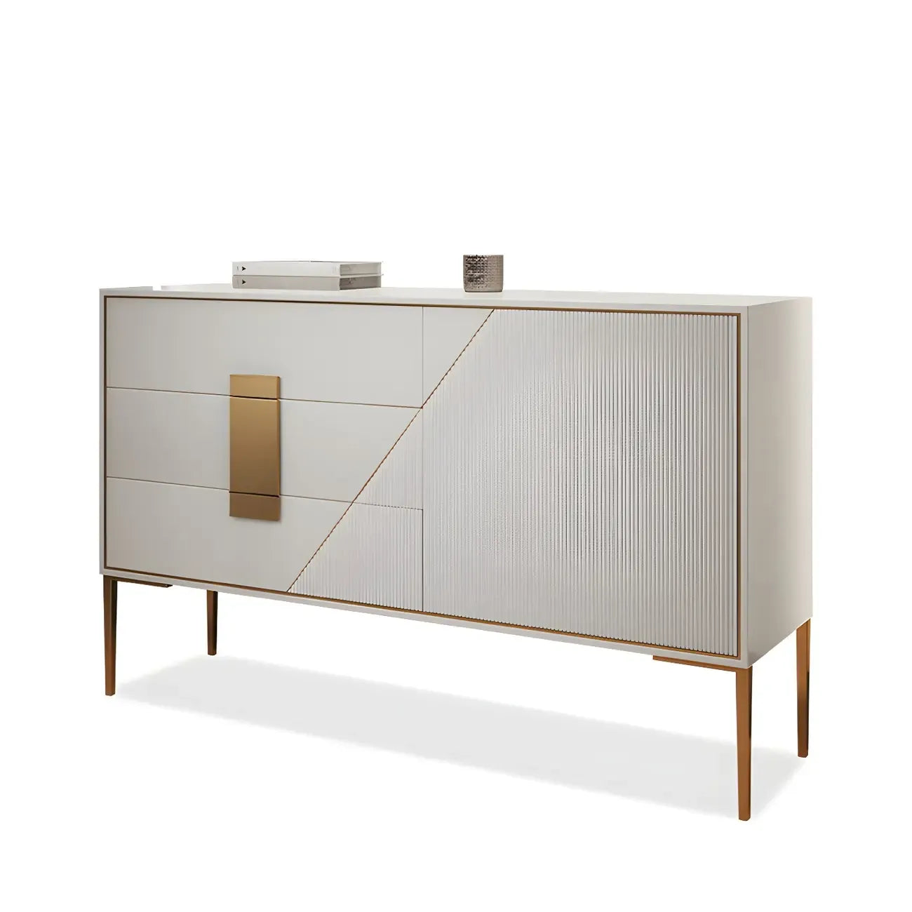 Commode élégante en bois et métal noir-gris avec tiroirs à fermeture douce
