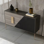 Commode élégante en bois et métal noir-gris avec tiroirs à fermeture douce