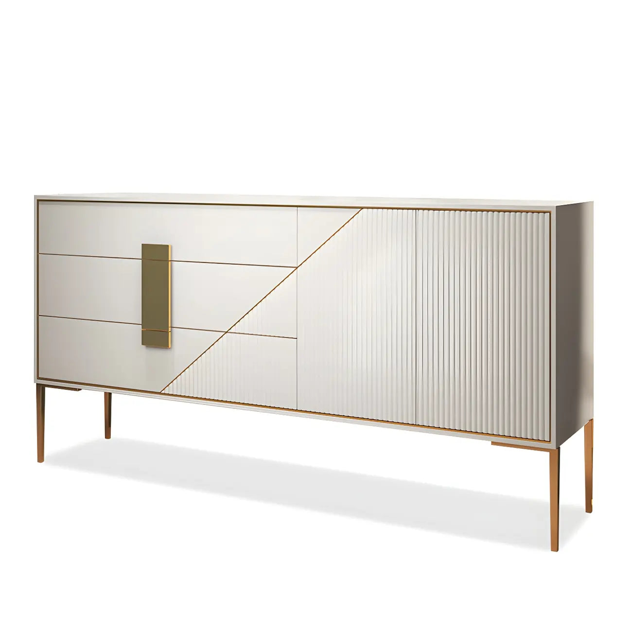 Commode élégante en bois et métal noir-gris avec tiroirs à fermeture douce