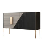 Commode élégante en bois et métal noir-gris avec tiroirs à fermeture douce